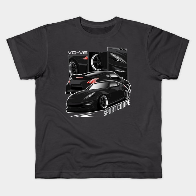 Full Black Nissan 350Z VQ-V6 Sport Coupe Kids T-Shirt by Aiqkids Design